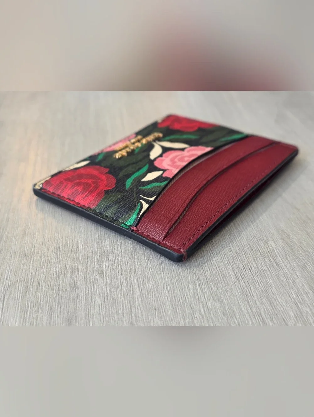 kate spade New York Floral Card Holder - Burgundy & Multicolor